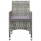 Preview: 3-tlg. Bistro-Set Poly Rattan und Hartglas Grau