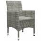 Preview: 3-tlg. Bistro-Set Poly Rattan und Hartglas Grau