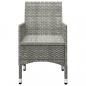 Preview: 3-tlg. Bistro-Set Poly Rattan und Hartglas Grau