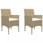 Preview: 3-tlg. Bistro-Set Poly Rattan und Hartglas Beige