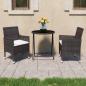 Preview: ARDEBO.de - 3-tlg. Bistro-Set Poly Rattan und Hartglas Braun