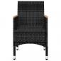 Preview: 3-tlg. Bistro-Set Poly Rattan und Hartglas Schwarz