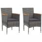 Preview: 3-tlg. Bistro-Set Poly Rattan und Hartglas Grau