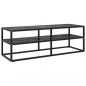 Preview: ARDEBO.de - TV-Schrank Schwarz mit Hartglas Marmor-Optik 120x40x40 cm