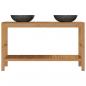 Preview: Waschtisch Massivholz Teak mit Waschbecken Marmor Schwarz