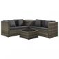 Preview: ARDEBO.de - 4-tlg. Garten-Lounge-Set mit Auflagen Poly Rattan Grau