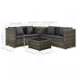 Preview: 4-tlg. Garten-Lounge-Set mit Auflagen Poly Rattan Grau