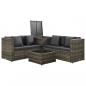 Preview: 4-tlg. Garten-Lounge-Set mit Auflagen Poly Rattan Grau