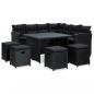 Preview: ARDEBO.de - 6-tlg. Garten-Lounge-Set mit Auflagen Poly Rattan Schwarz