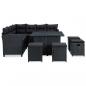 Preview: 6-tlg. Garten-Lounge-Set mit Auflagen Poly Rattan Schwarz