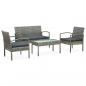 Preview: ARDEBO.de - 4-tlg. Garten-Lounge-Set mit Auflagen Poly Rattan Grau