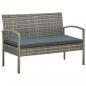 Preview: 4-tlg. Garten-Lounge-Set mit Auflagen Poly Rattan Grau