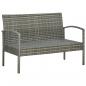 Preview: 4-tlg. Garten-Lounge-Set mit Auflagen Poly Rattan Grau