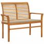 Preview: ARDEBO.de - Gartenbank mit Beige Auflage 112 cm Massivholz Teak 