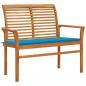 Preview: ARDEBO.de - Gartenbank mit Blauer Auflage 112 cm Massivholz Teak 