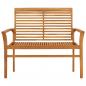 Preview: Gartenbank Graue Karomuster-Auflage 112 cm Massivholz Teak 