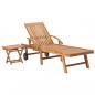 Preview: Sonnenliegen 2 Stk. mit Tisch Massivholz Teak