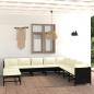 Preview: ARDEBO.de - 9-tlg. Garten-Lounge-Set mit Kissen Poly Rattan Schwarz