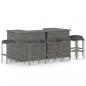 Preview: ARDEBO.de - 8-tlg. Gartenbar-Set mit Kissen Poly Rattan Grau