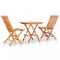 Preview: 3-tlg. Bistro-Set mit Grauen Kissen Massivholz Teak