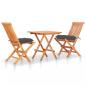 Preview: ARDEBO.de - 3-tlg. Bistro-Set mit Anthrazit Kissen Massivholz Teak