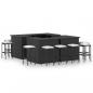 Preview: ARDEBO.de - 16-tlg. Gartenbar-Set mit Kissen Poly Rattan Schwarz