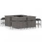 Preview: ARDEBO.de - 16-tlg. Gartenbar-Set mit Kissen Poly Rattan Grau