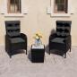 Preview: ARDEBO.de - 3-tlg. Bistro-Set Poly Rattan und Glas Schwarz