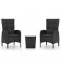 Preview: 3-tlg. Bistro-Set Poly Rattan und Glas Schwarz