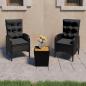 Preview: ARDEBO.de - 3-tlg. Bistro-Set Poly Rattan und Akazienholz Schwarz