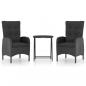 Preview: 3-tlg. Bistro-Set Poly Rattan und Glas Schwarz