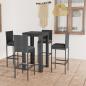 Preview: ARDEBO.de - 5-tlg. Gartenbar-Set mit Kissen Poly Rattan Grau