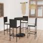 Preview: ARDEBO.de - 5-tlg. Gartenbar-Set mit Kissen Poly Rattan Schwarz