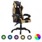 Preview: ARDEBO.de - Gaming-Stuhl mit RGB LED-Leuchten Gold und Schwarz Kunstleder 