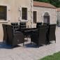 Preview: ARDEBO.de - 9-tlg. Garten-Essgruppe Poly Rattan und Glas Schwarz