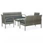 Preview: ARDEBO.de - 5-tlg. Garten-Lounge-Set mit Auflagen Poly Rattan Grau