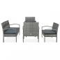 Preview: 5-tlg. Garten-Lounge-Set mit Auflagen Poly Rattan Grau