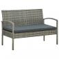 Preview: 5-tlg. Garten-Lounge-Set mit Auflagen Poly Rattan Grau