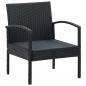 Preview: 5-tlg. Garten-Lounge-Set mit Auflagen Poly Rattan Schwarz