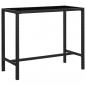 Preview: ARDEBO.de - Garten-Bartisch Schwarz 130x60x110 cm Poly Rattan und Glas