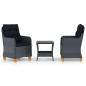 Preview: ARDEBO.de - 3-tlg. Garten-Lounge-Set mit Auflagen Poly Rattan Dunkelgrau