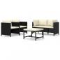 Preview: 5-tlg. Garten-Lounge-Set mit Kissen Poly Rattan Schwarz