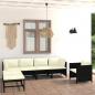 Preview: ARDEBO.de - 7-tlg. Garten-Lounge-Set mit Kissen Poly Rattan Schwarz