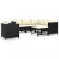 Preview: 7-tlg. Garten-Lounge-Set mit Kissen Poly Rattan Schwarz