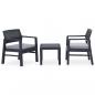 Preview: ARDEBO.de - 3-tlg. Garten-Lounge-Set mit Auflagen Kunststoff Grau