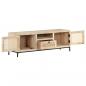 Preview: TV-Schrank 120x30x40 cm Mango Massivholz und Rohrgeflecht