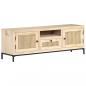 Preview: TV-Schrank 120x30x40 cm Mango Massivholz und Rohrgeflecht