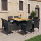 Preview: ARDEBO.de - 9-tlg. Garten-Essgruppe Poly Rattan Akazie Massivholz Schwarz 