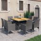 Preview: ARDEBO.de - 9-tlg. Garten-Essgruppe Poly Rattan und Akazienholz Grau 