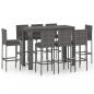 Preview: 9-tlg. Garten-Bar-Set mit Anthrazit Kissen Poly Rattan